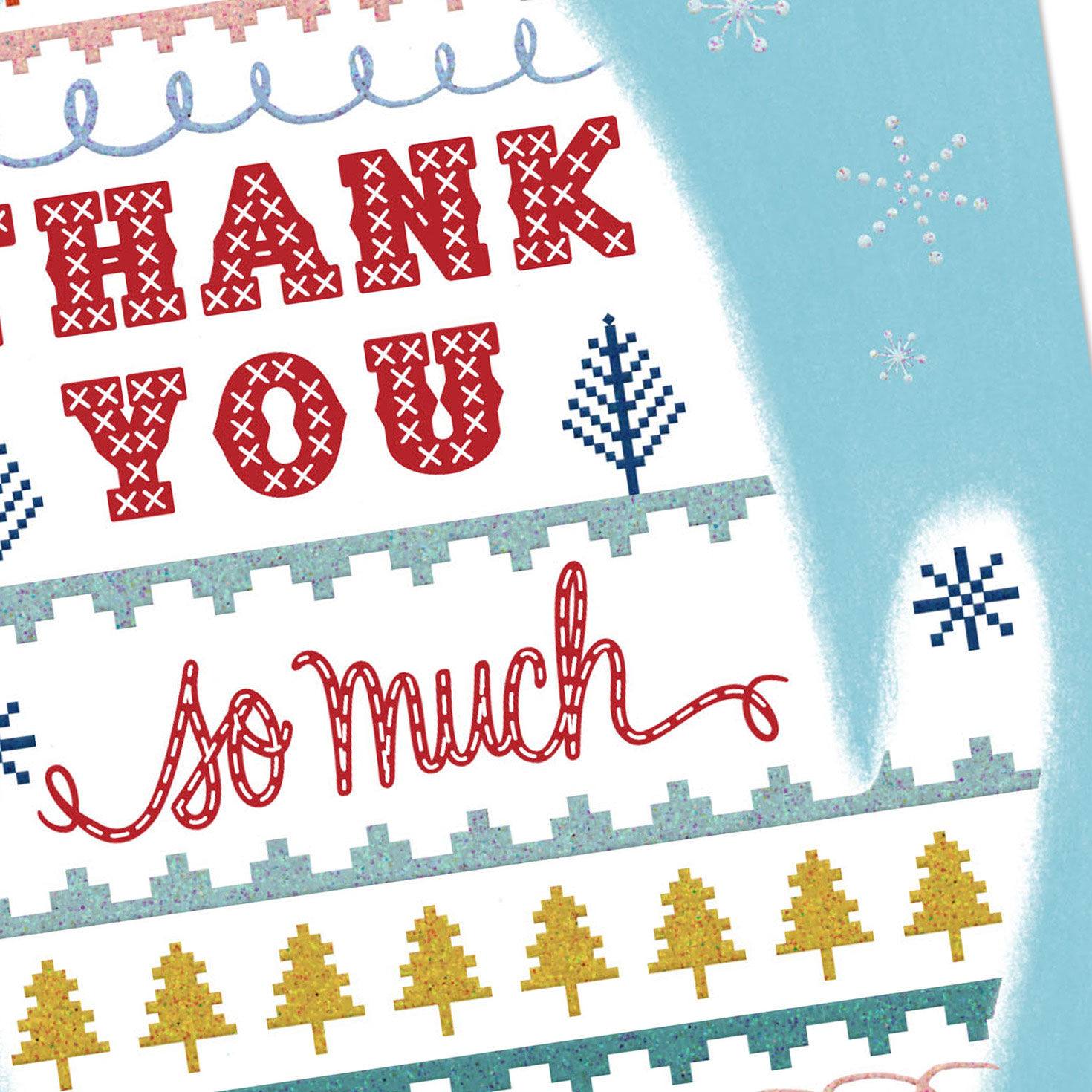 Colorful Mitten Christmas Thank You Card Pack Cover Detail image number 4