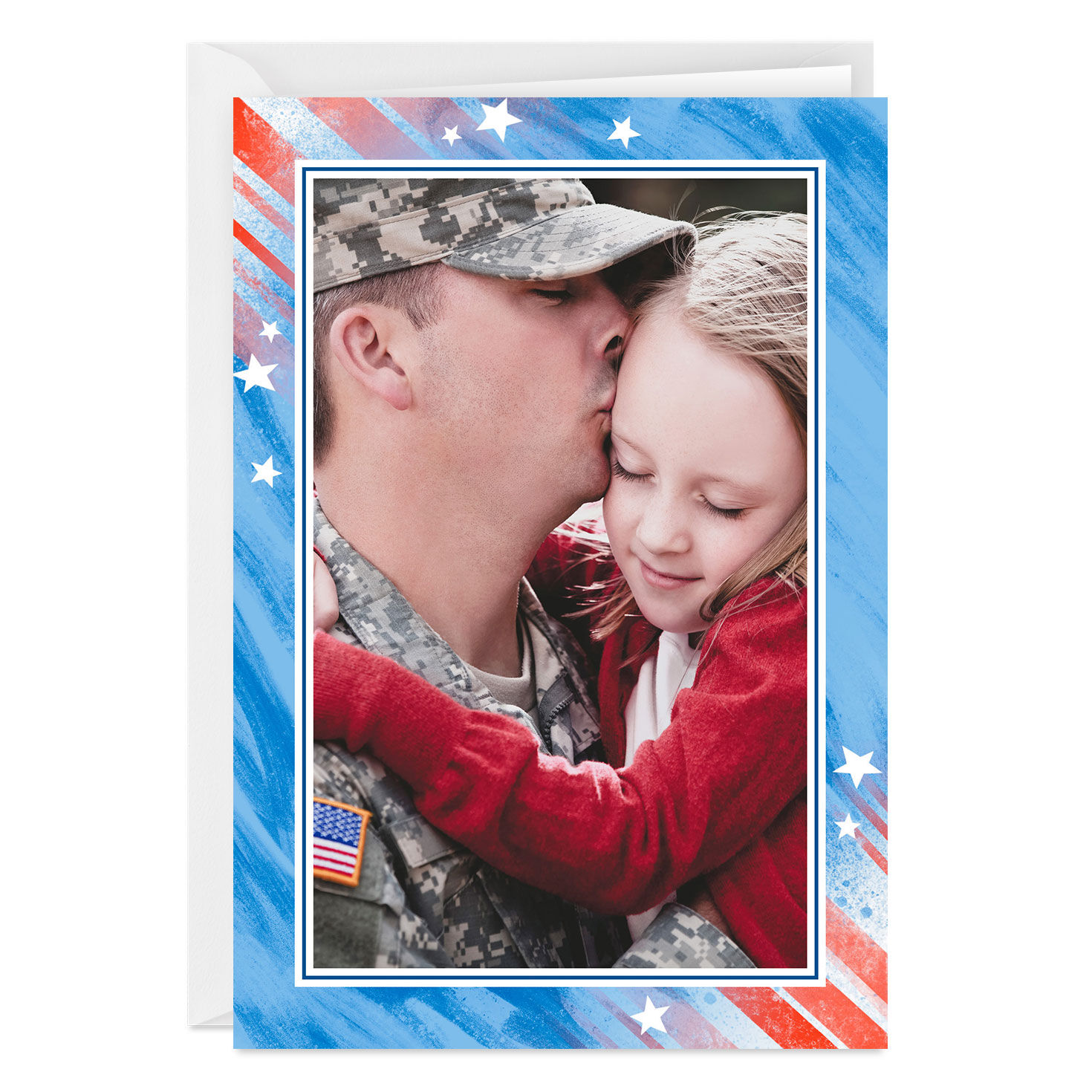 Red, White and Blue Patriotic Folded Photo Card