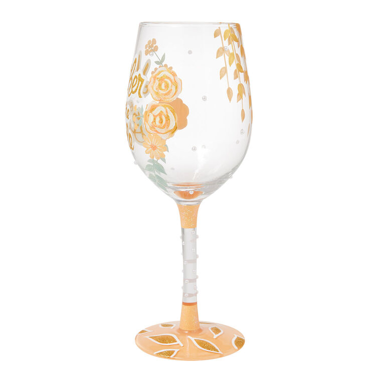 Peach Roses Mother of the Bride Lolita Wine Glass  image number 4