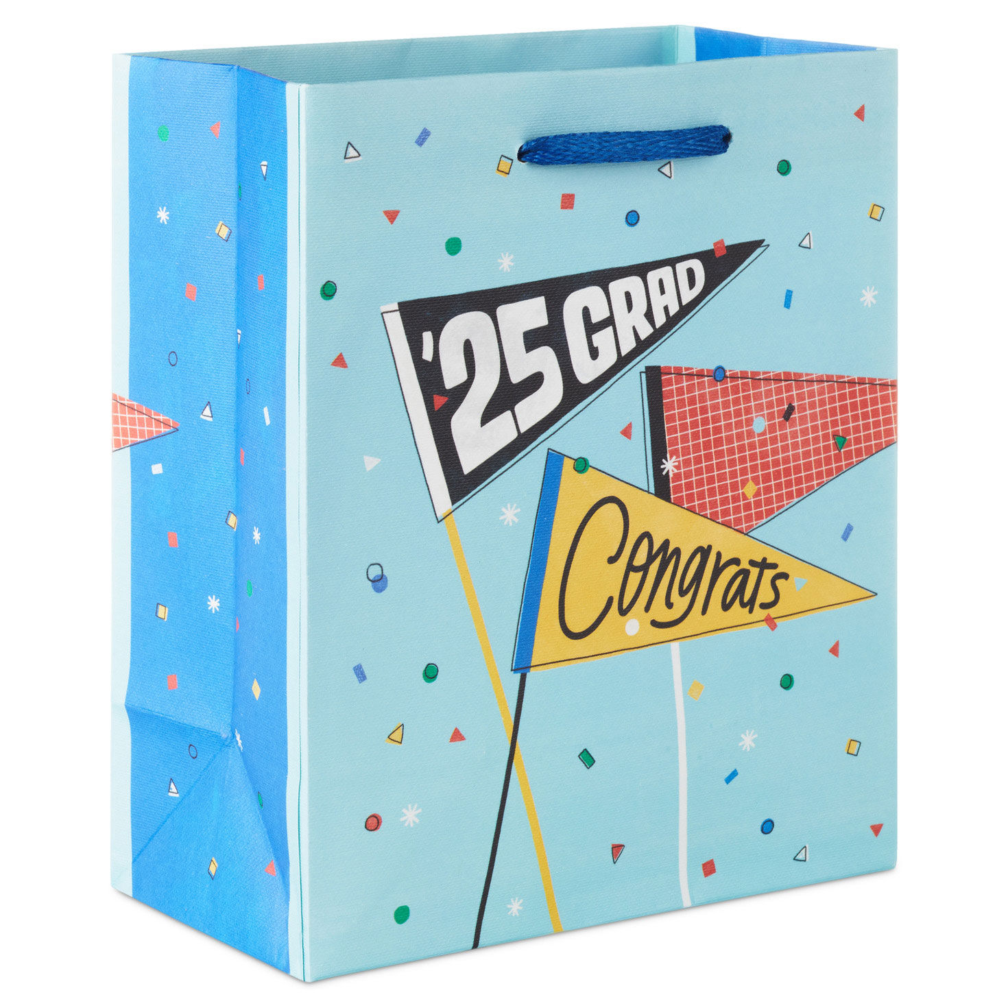 6.5" Congrats Pennants on Blue Small Graduation Gift Bag