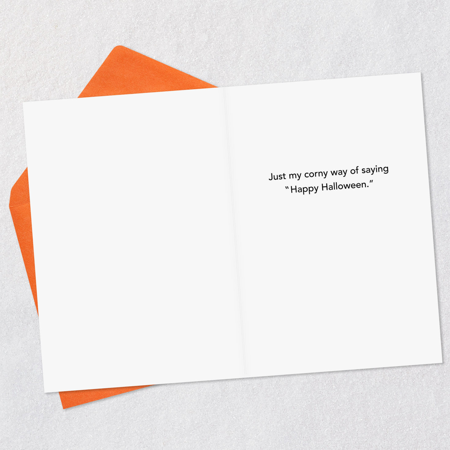 Corny Hi Funny Halloween Card Open card with envelope image number 3