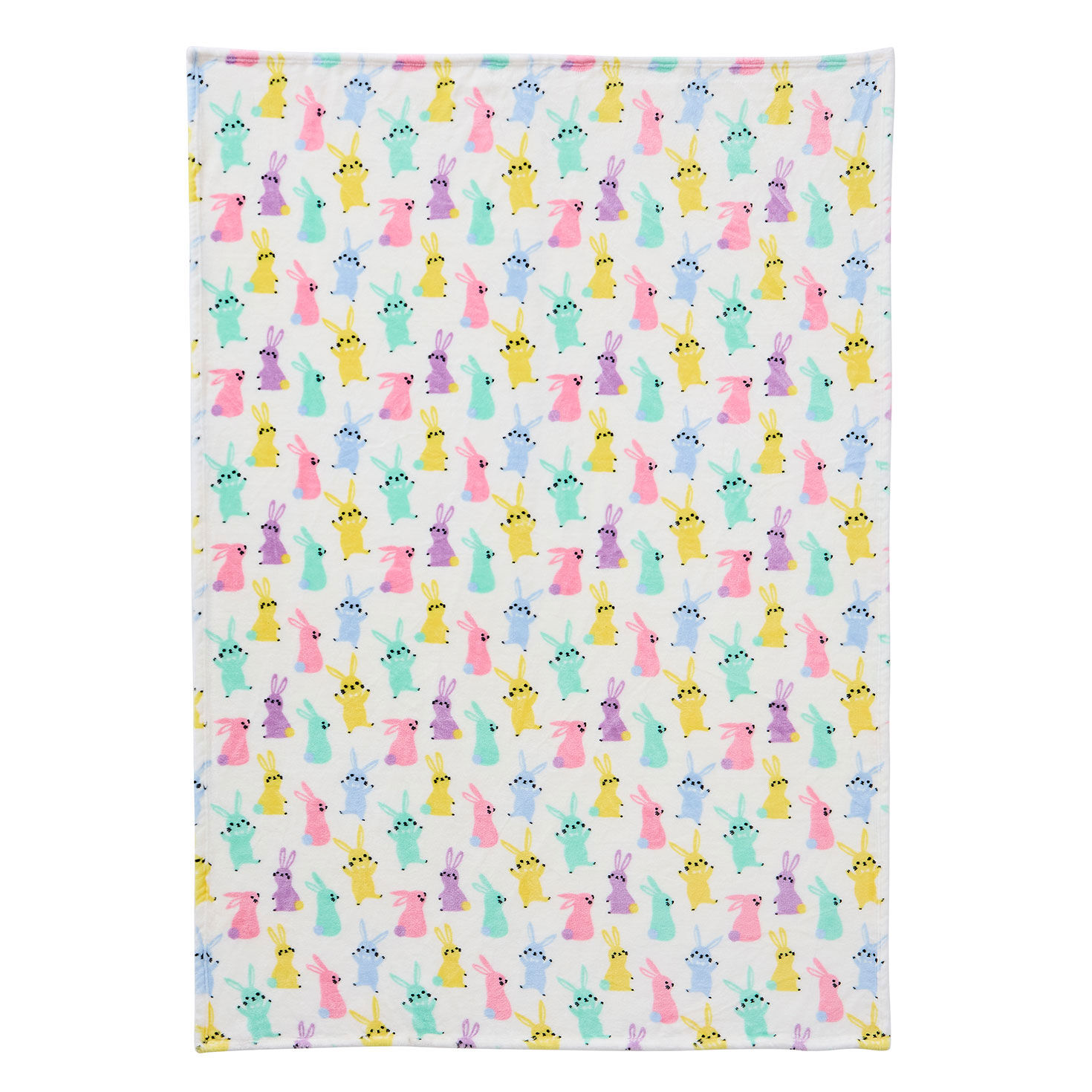 Pastel Bunnies Plush Fleece Throw Blanket front flat image number 3