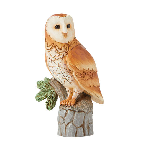 Jim Shore Barn Owl on Stump Figurine, 6", 