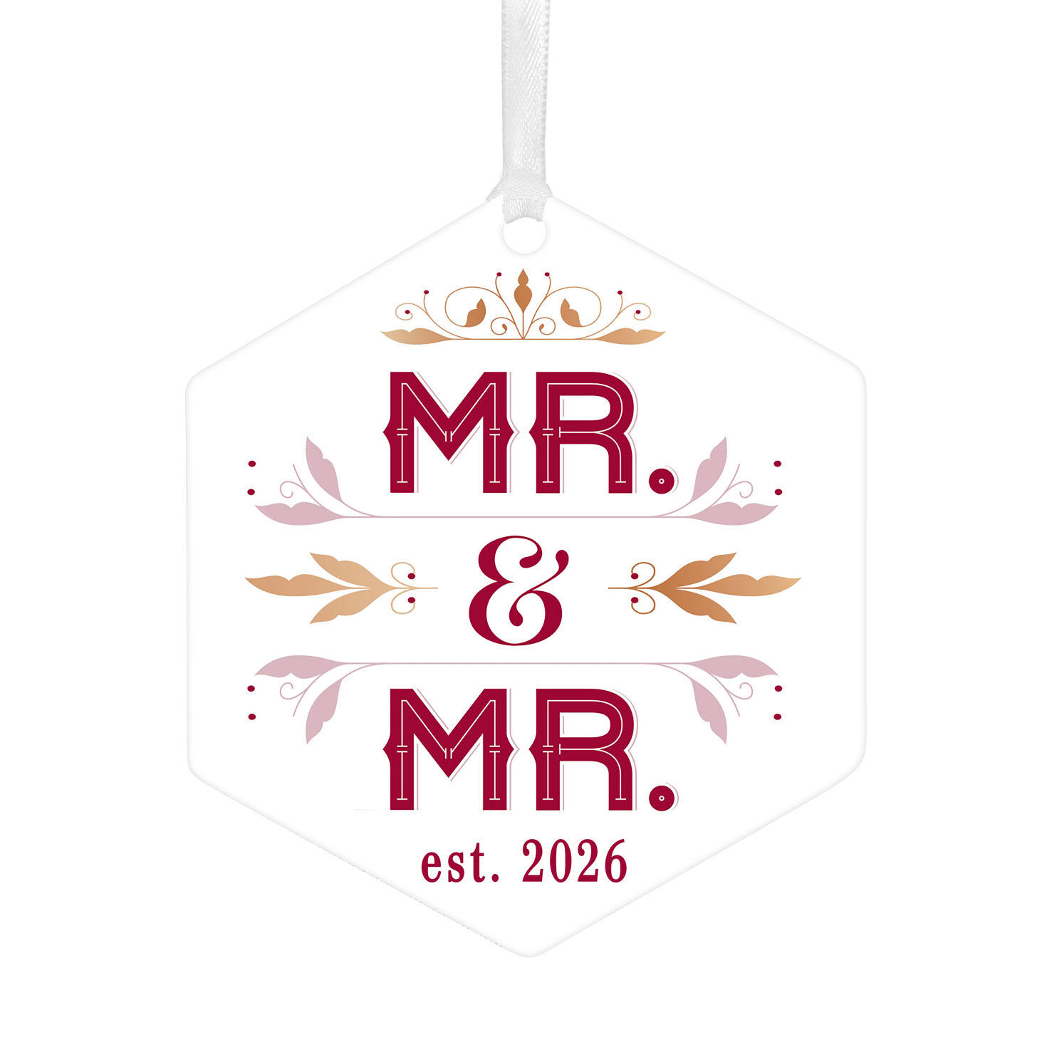 Mr. & Mr. Metal Personalized Ornament, Custom Text