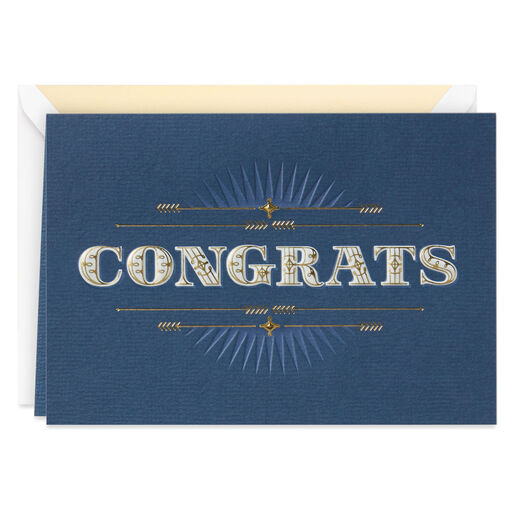 Embossed Lettering on Navy Congratulations Card, 