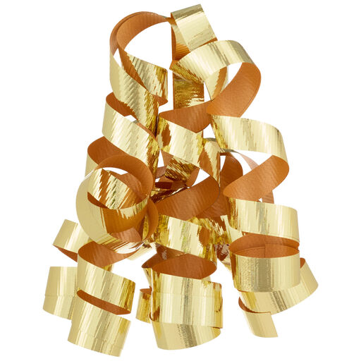 6.5" Gold Metallic Curly Ribbon Gift Bow, 