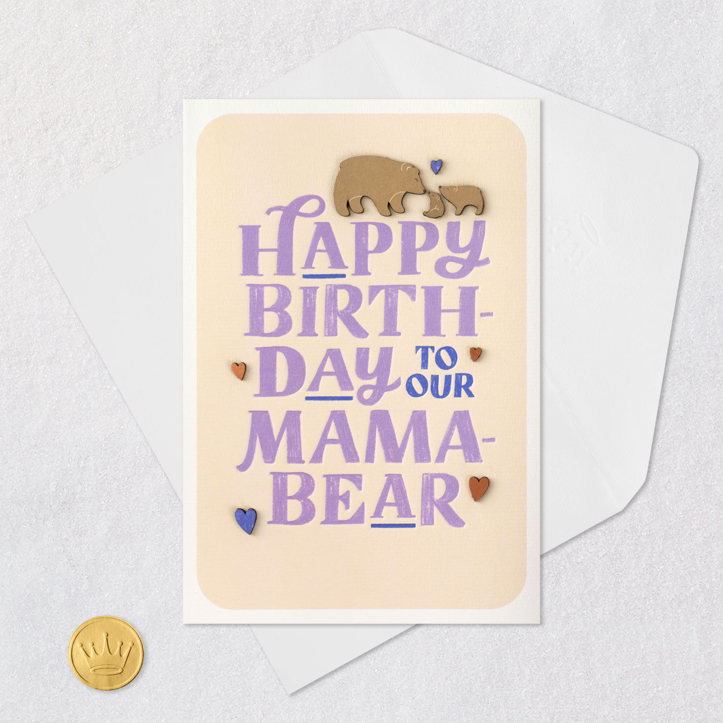 Mama Bear and Cubs Birthday Card for Mom From All Card Front with Envelope and Gold Seal image number 5