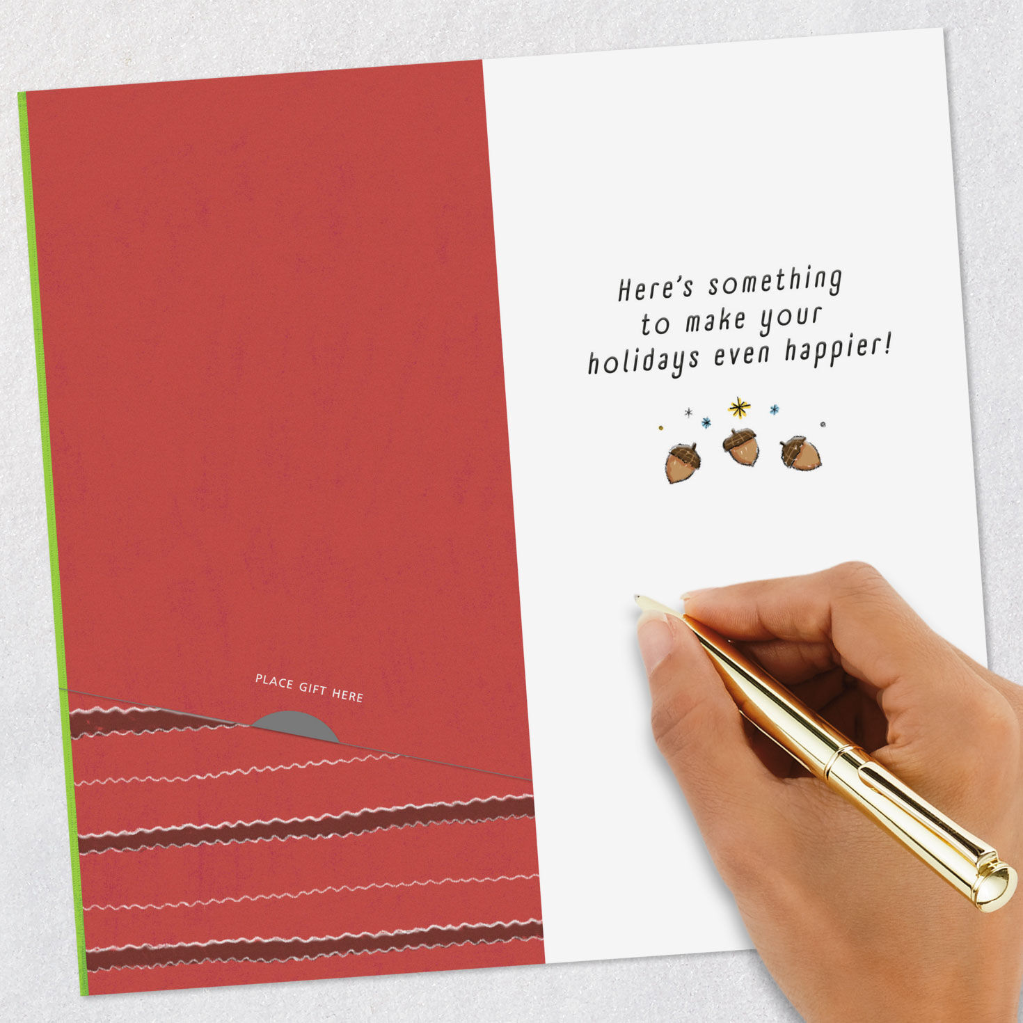 Squirrel on Green Christmas Money Holder Card Signing card image number 7