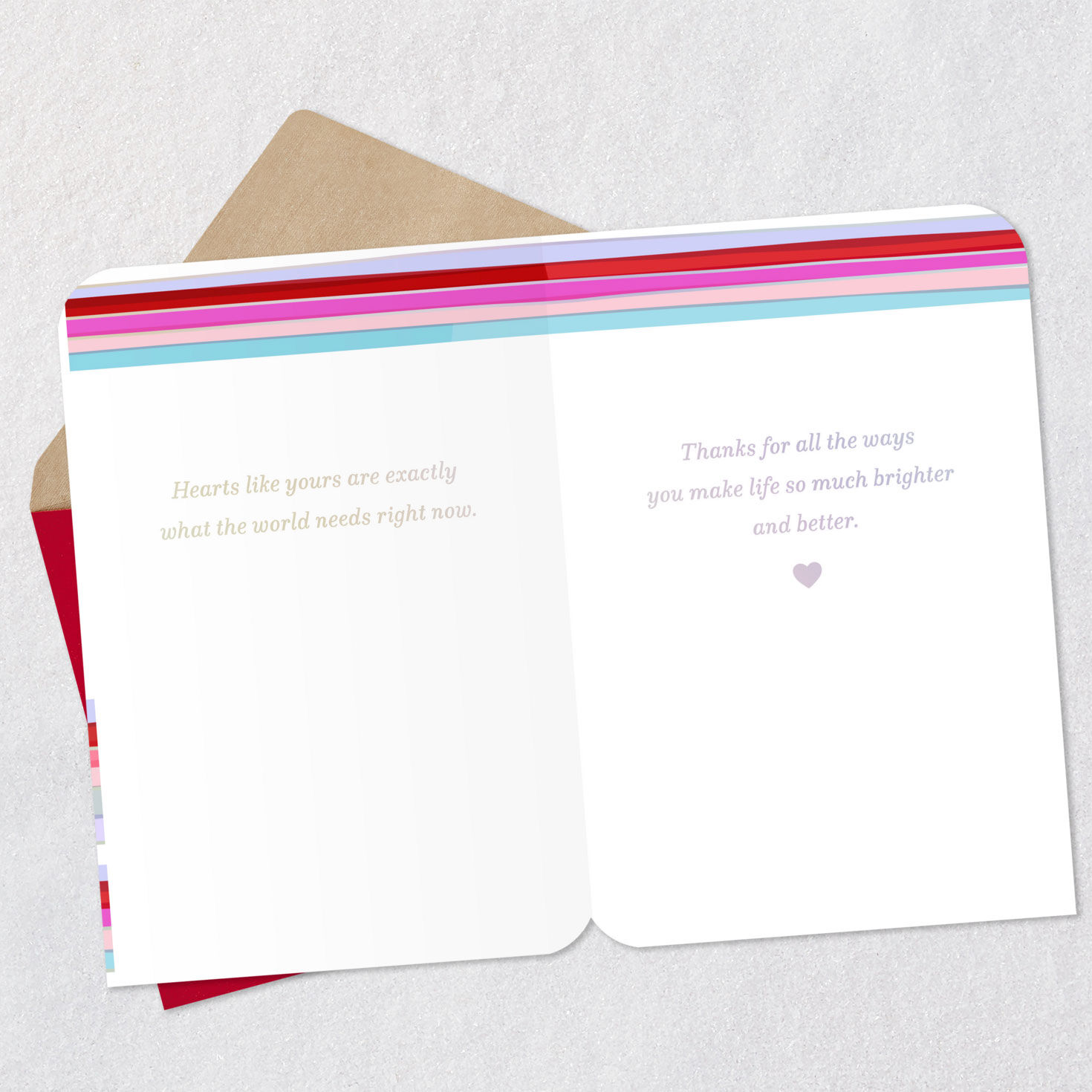 Bright Stripes and Hearts Happy Valentine's Day Card Open card with envelope image number 4