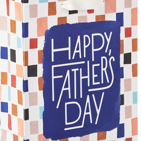 9.6" Colorful Checkerboard Medium Father's Day Gift Bag With Tissue Paper, , large image number 4