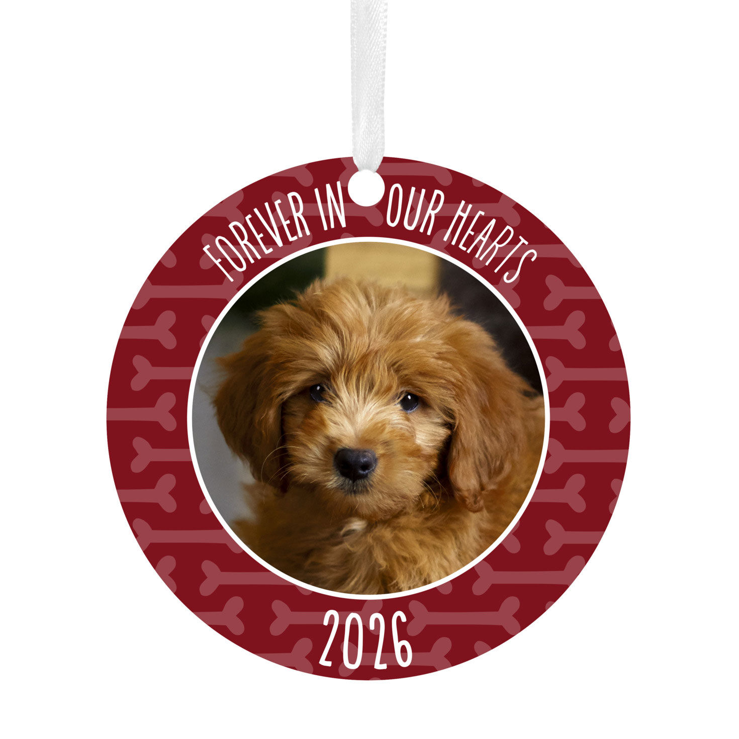 Pet Memorial Round Metal Personalized Ornament, Custom Photo and Text