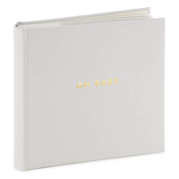 Oh Baby Gray Linen Textured Photo Album, , large image number 1