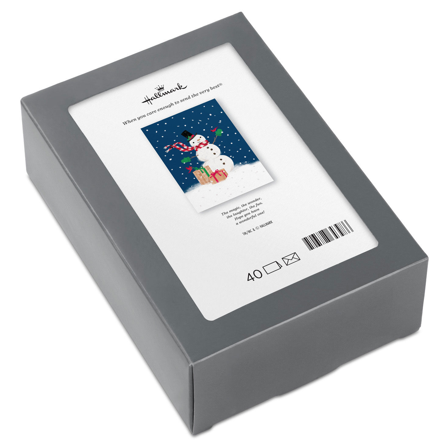 Cute Snowman with Cardinals Christmas Cards, Box of 40
