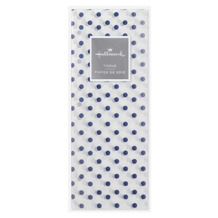 Navy Blue Polka Dots on White Tissue Paper, 6 sheets, Navy on White, large image number 5