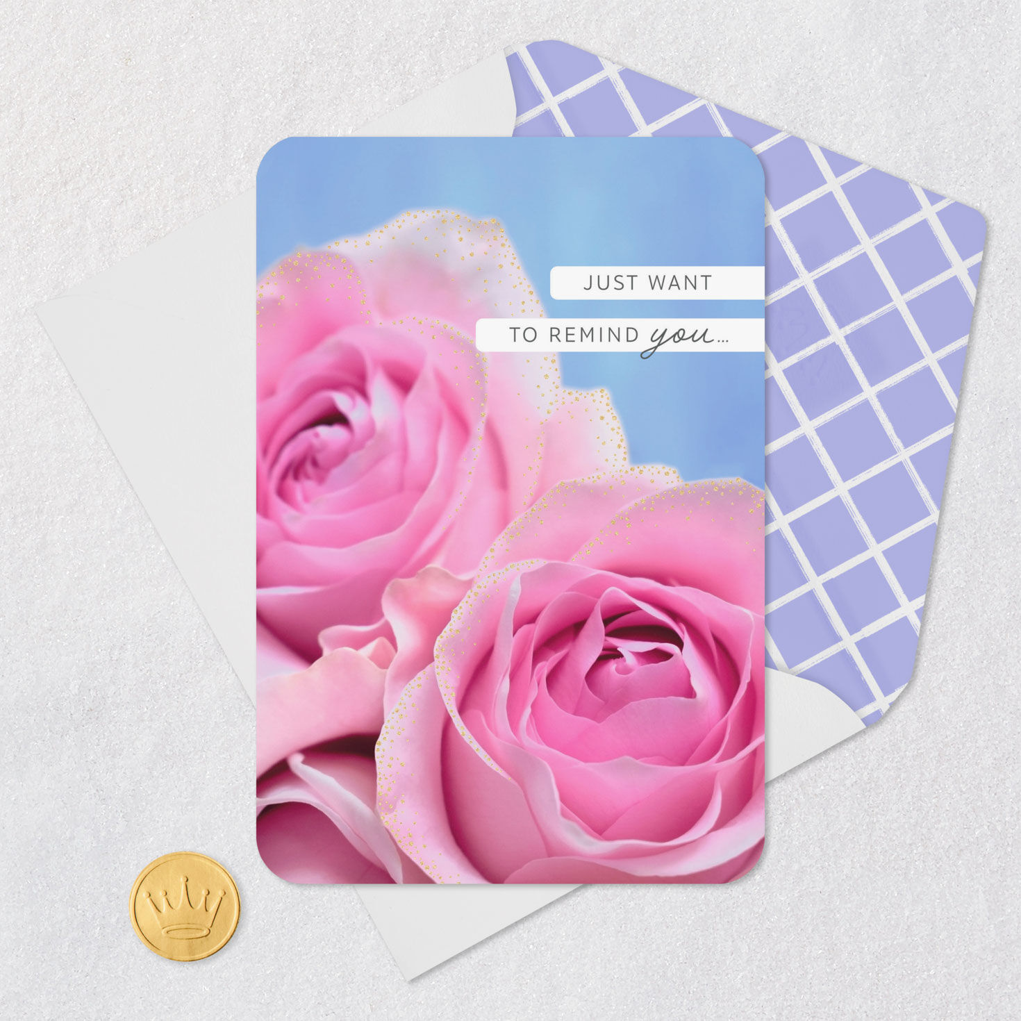 Pink Roses Love Card Card Front with Envelope and Gold Seal image number 5