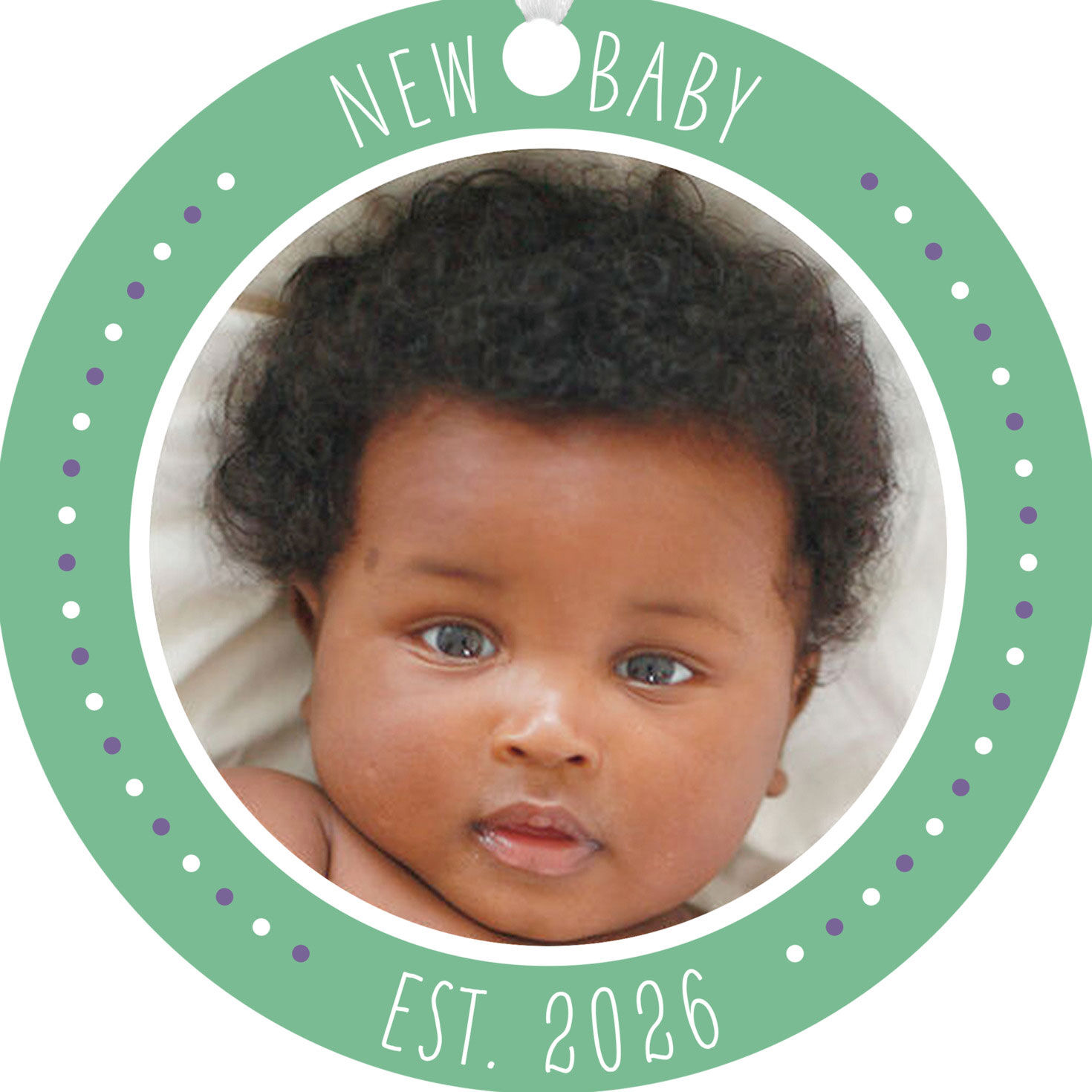Round New Baby Personalized Ornament  image number 5