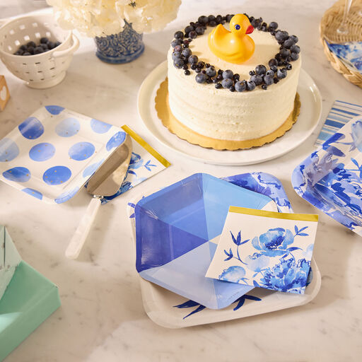 Blue and White Watercolor Party Essentials Set, 