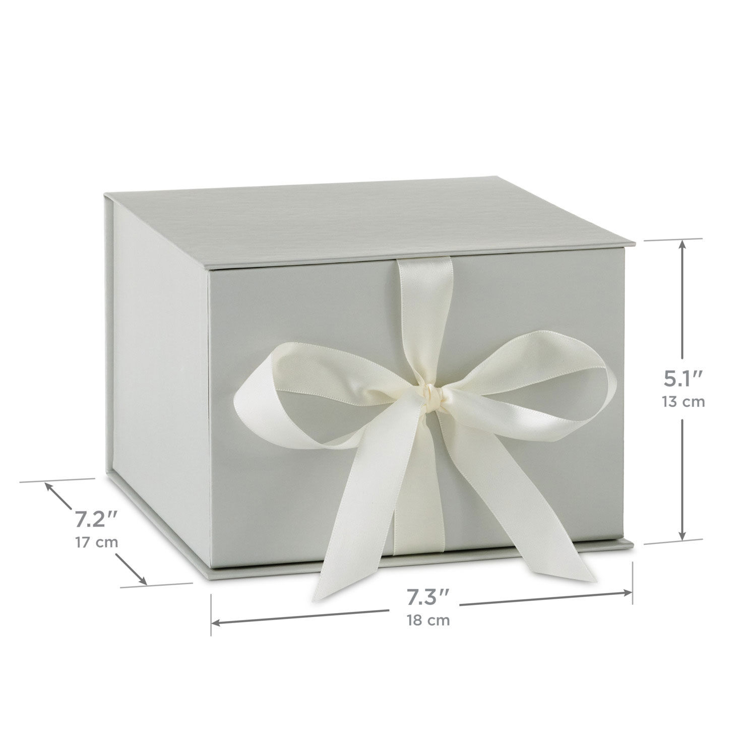 Solid White Large Square Gift Box with Lid measurement image number 3