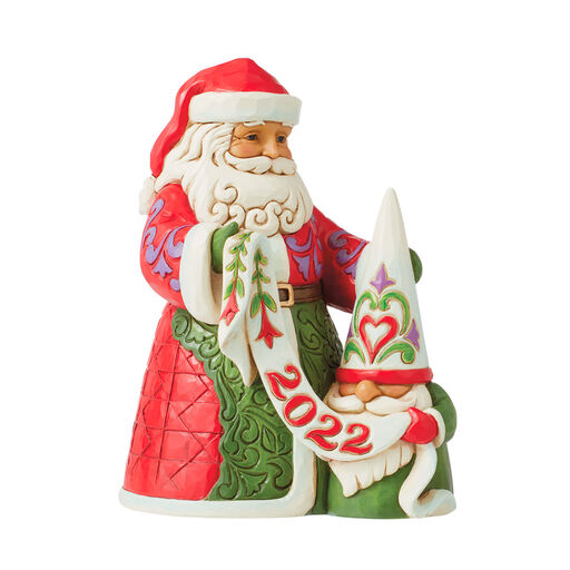 Jim Shore 2022 Dated Santa With Gnome Figurine, 7.6", 