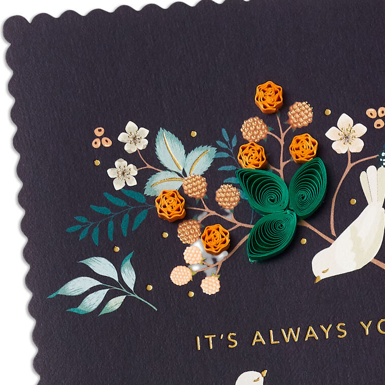 Botanical With Birds Quilled Signature Love Card Card Front Detail image number 4