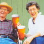 Older Couple with Beers Funny Anniversary Card Card Front Detail image number 4