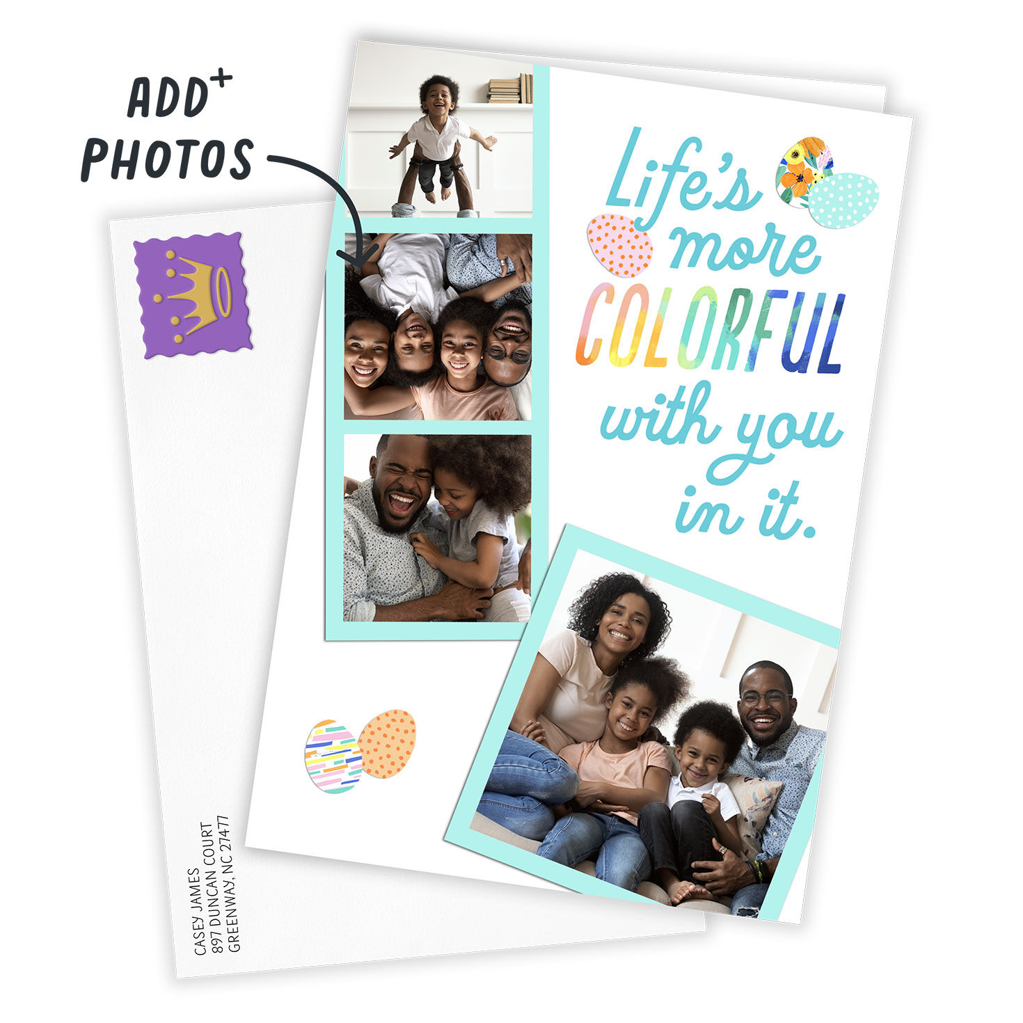 Life's Colorful With You Photo Collage Custom Easter Card, , large image number 2