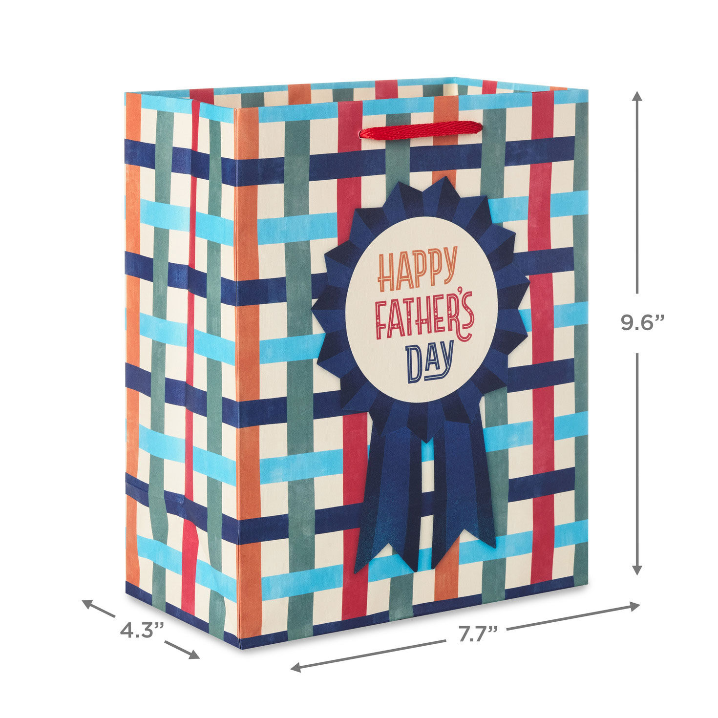 Happy Father's Day Ribbon on Plaid Medium Gift Bag  image number 3