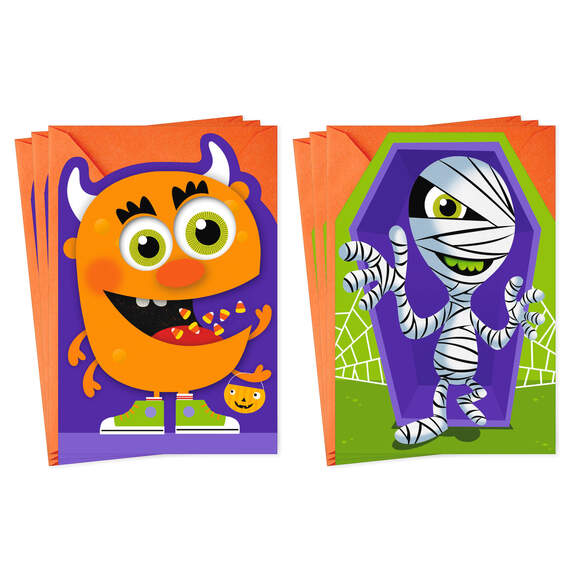 Monsters and Mummies Assorted Halloween Cards for Kids, Pack of 6, , large image number 1