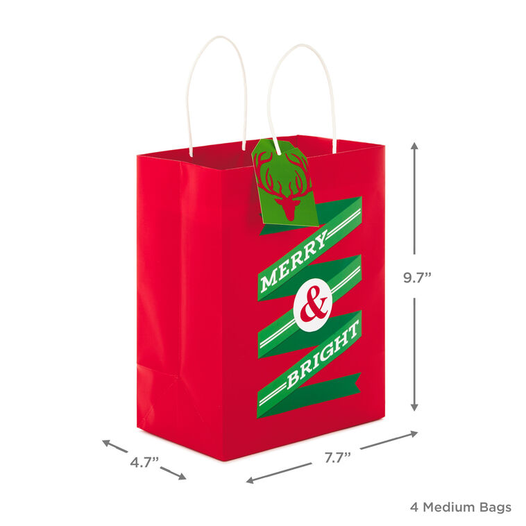 Christmas Wine Bottle Gift Bag With Tag | Festive Champagne Paper Bag For All Occasions | Large & Vintage Style