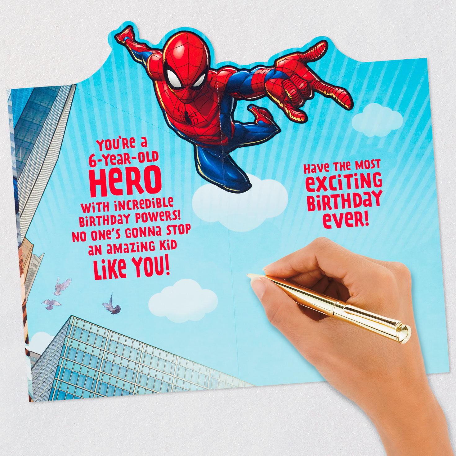 Marvel Spider-Man Pop-Up 6th Birthday Card for Boy signing card image number 7