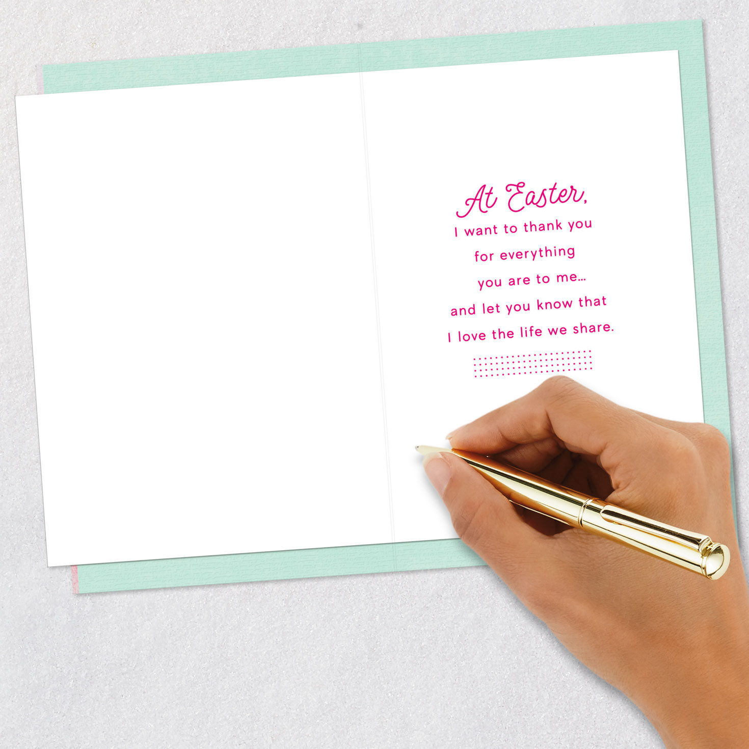 Peach and Mint Green Dyed Eggs Easter Card for Wife Signing card image number 6