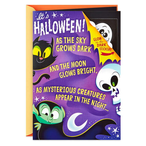 Fright-Night Fun Halloween Card With Glow-in-the-Dark Stickers, , large image number 1