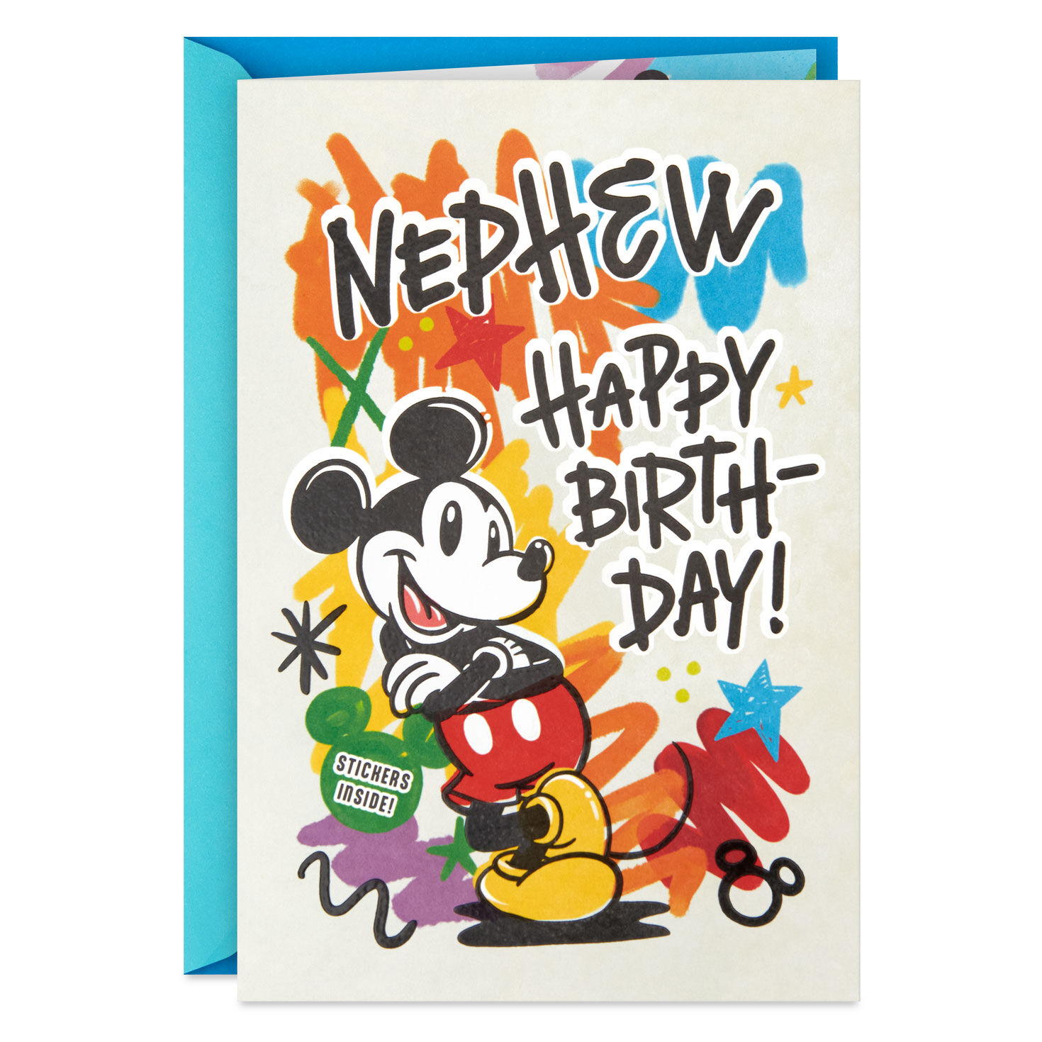 Disney Mickey Mouse Your True Colors Are Amazing Birthday Card for Nephew With Stickers