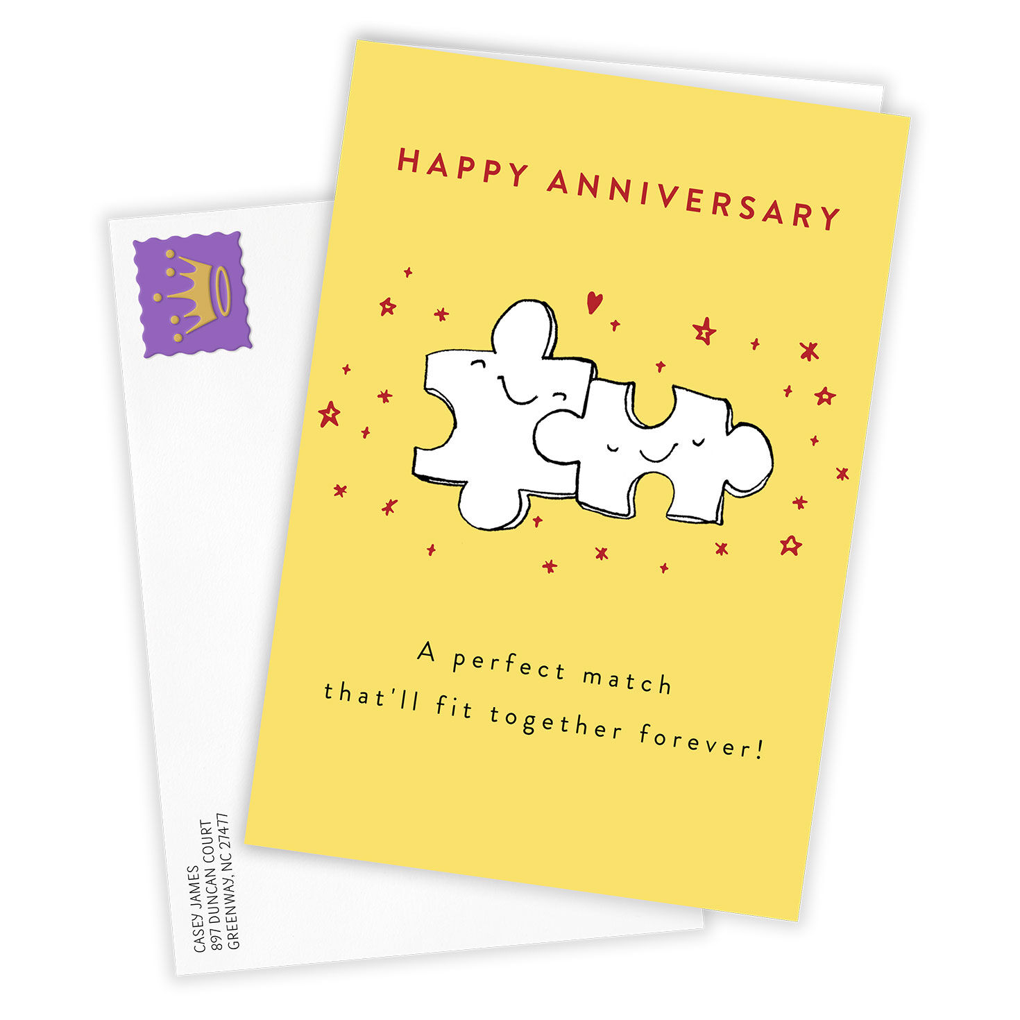 Puzzle Pieces Personalized Anniversary Card Card Front with Envelope image number 2