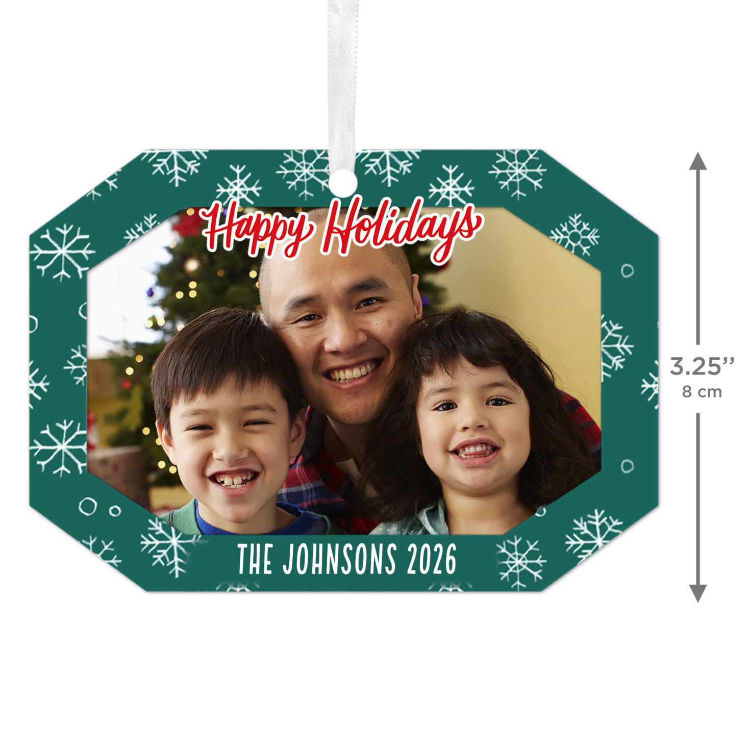 Green Snowflake Metal Personalized Ornament, Custom Photo and Text for only USD 17.99 | Hallmark
