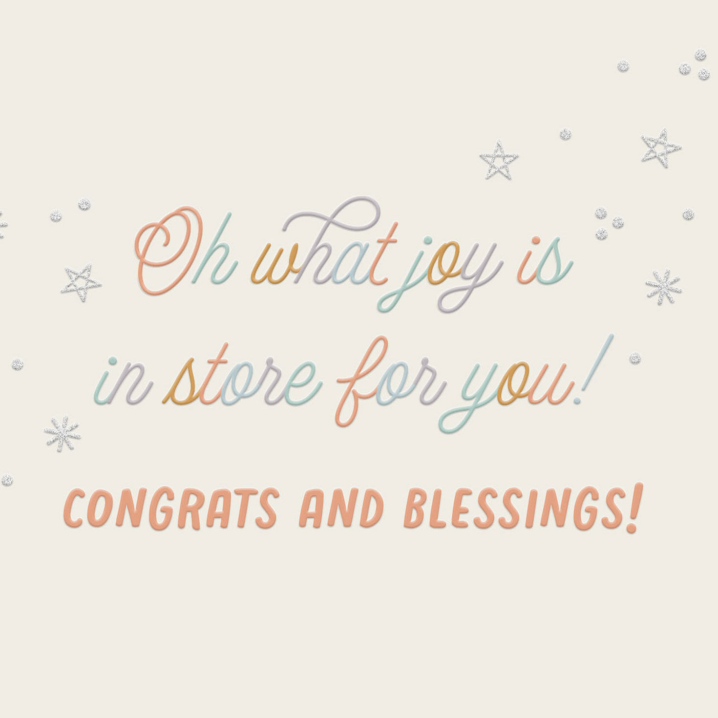 Colorful Script and Stars Religious Baby Shower Card Sentiment image number 2