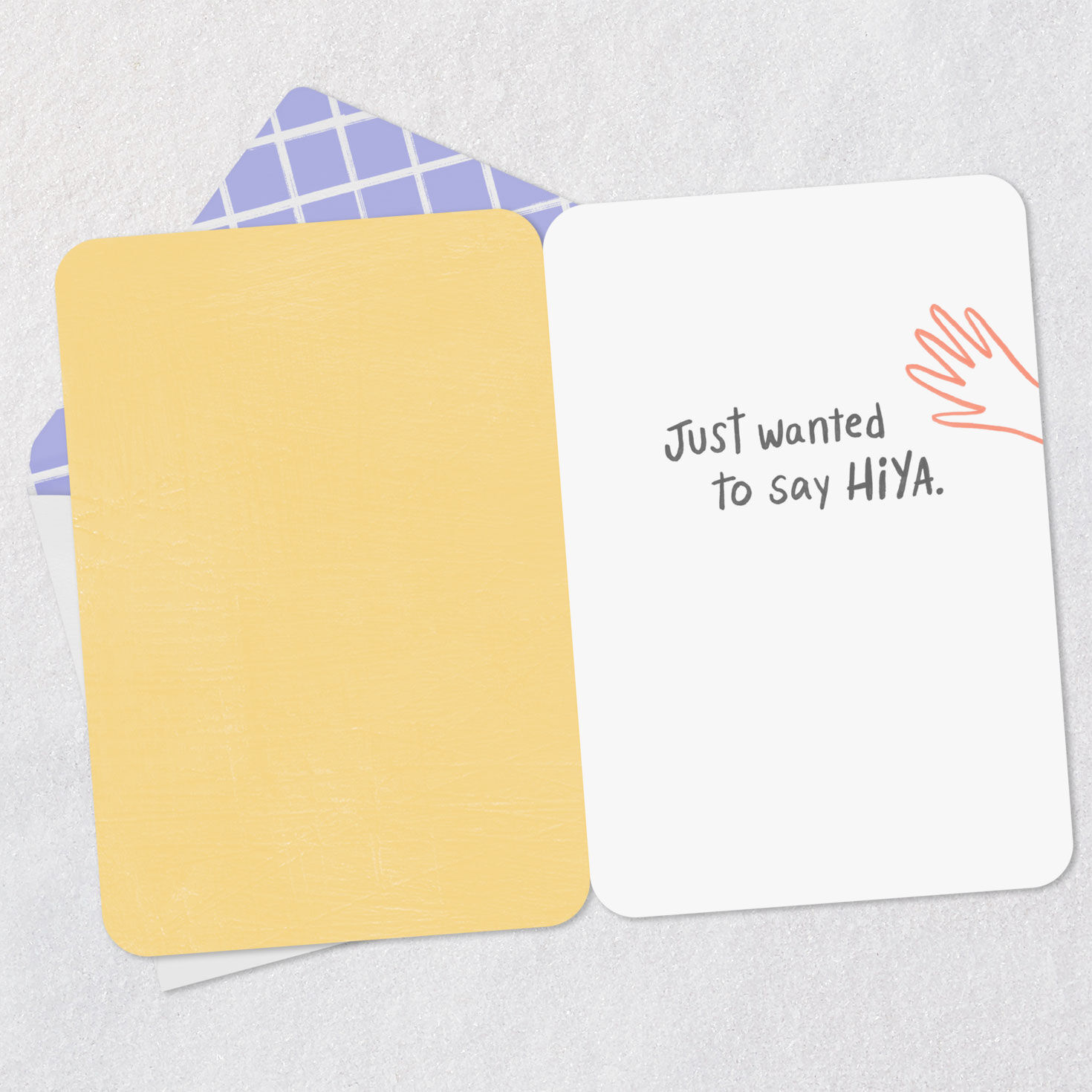 Waving Hands Hello Thinking of You Card Open card with envelope image number 3