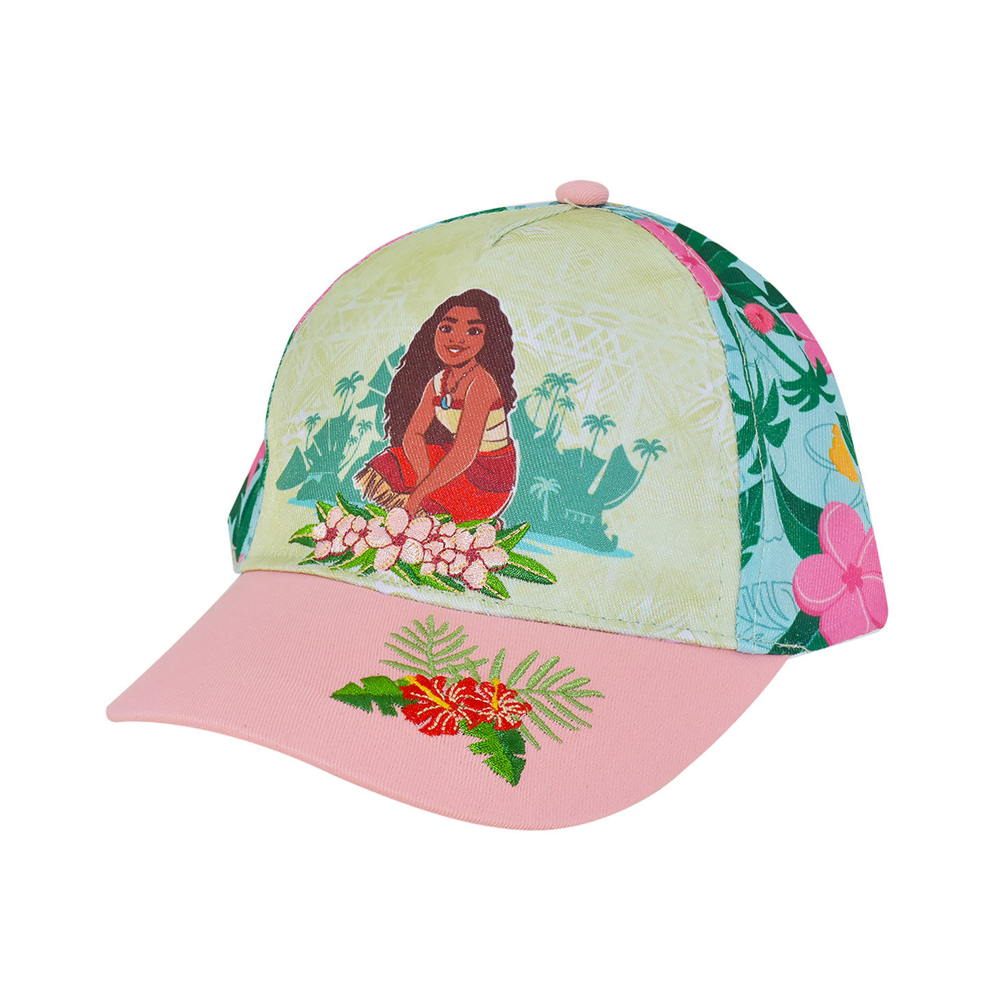 Floral Moana Youth Baseball Cap With Pink Bill side image number 2