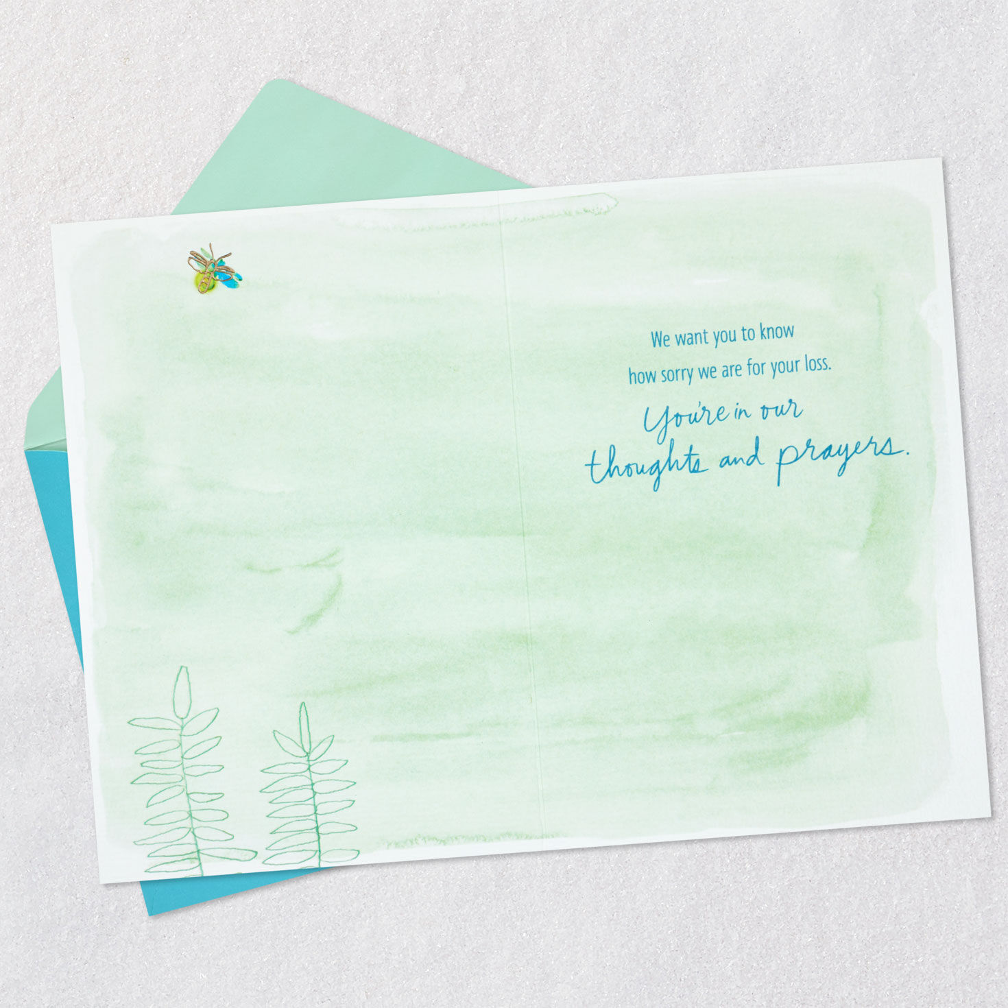 Fireflies and Ferns Sympathy Card From Us Open card with envelope image number 3