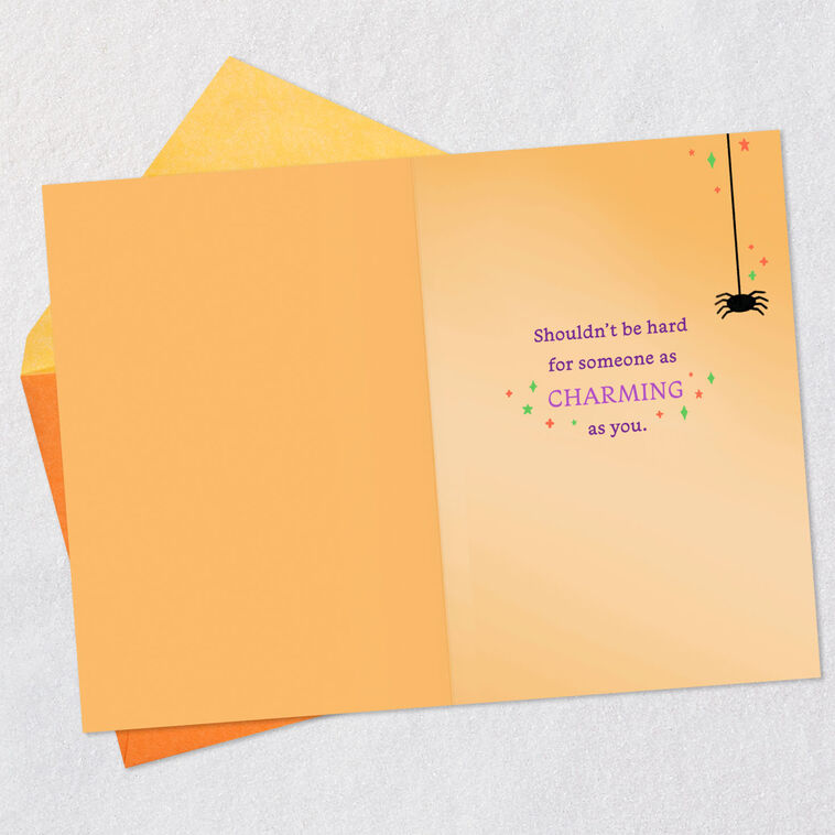 Crystal Ball and Black Cat Halloween Card Open card with envelope image number 3