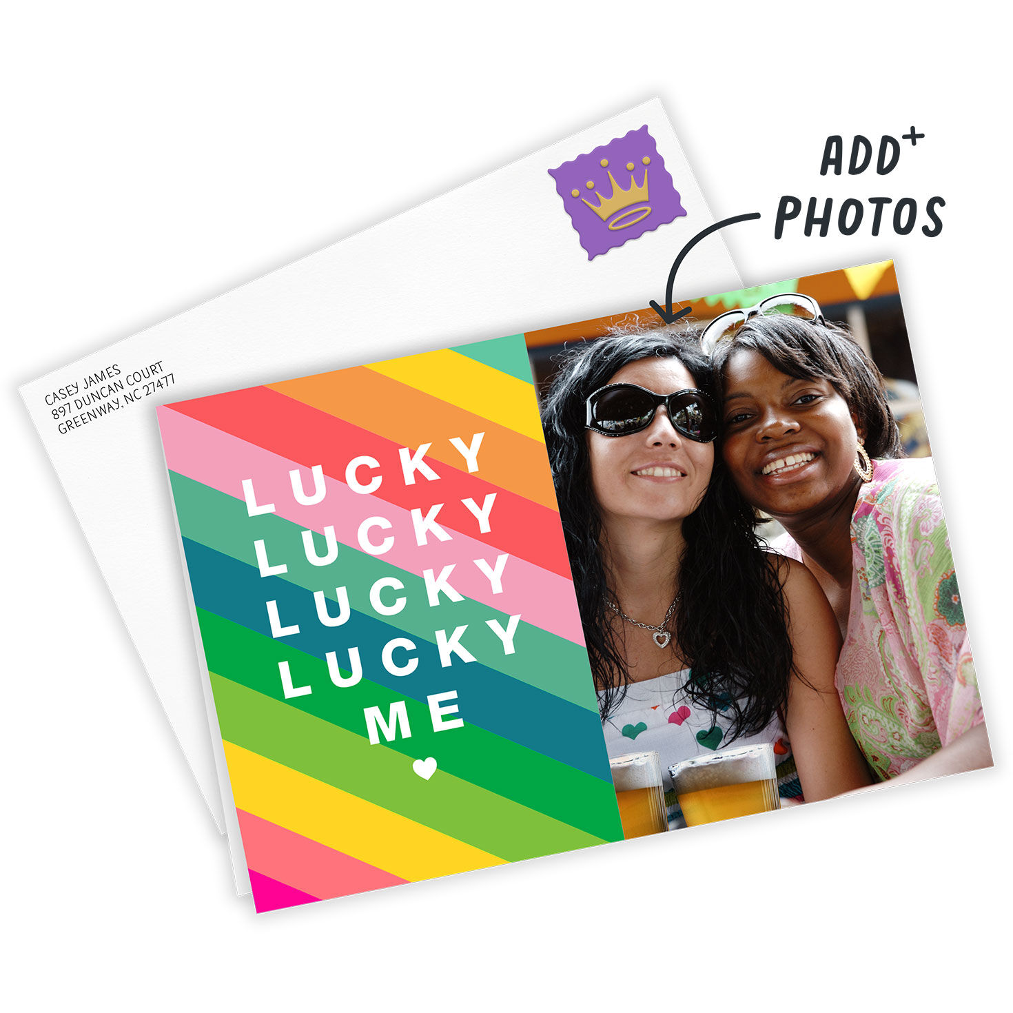 Personalized Lucky Me Rainbow Stripes Photo Card for only USD 4.99 | Hallmark