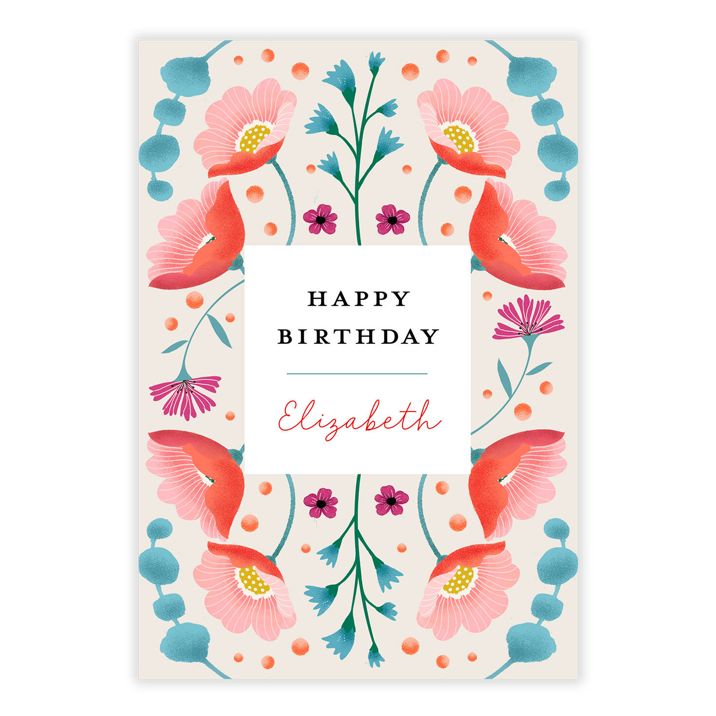 Beautiful Blooms Personalized Birthday Card front image number 2