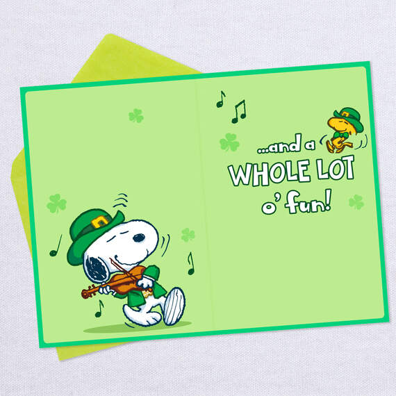 Peanuts® Snoopy and Woodstock Luck and Fun St. Patrick's Day Card, , large image number 3