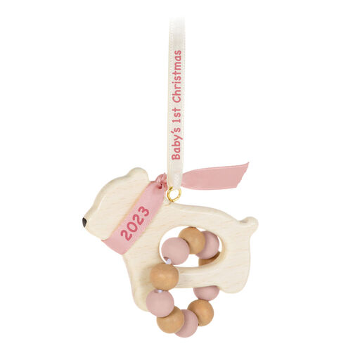 Baby Girl's First Christmas Bear 2023 Ornament, 