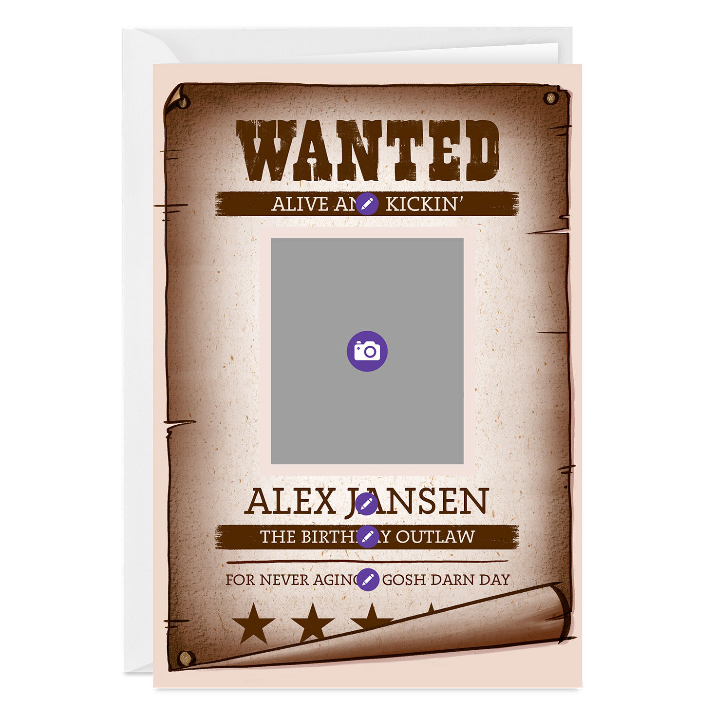 Wanted Poster Personalized Birthday Card Card Front indicating personalization image number 3