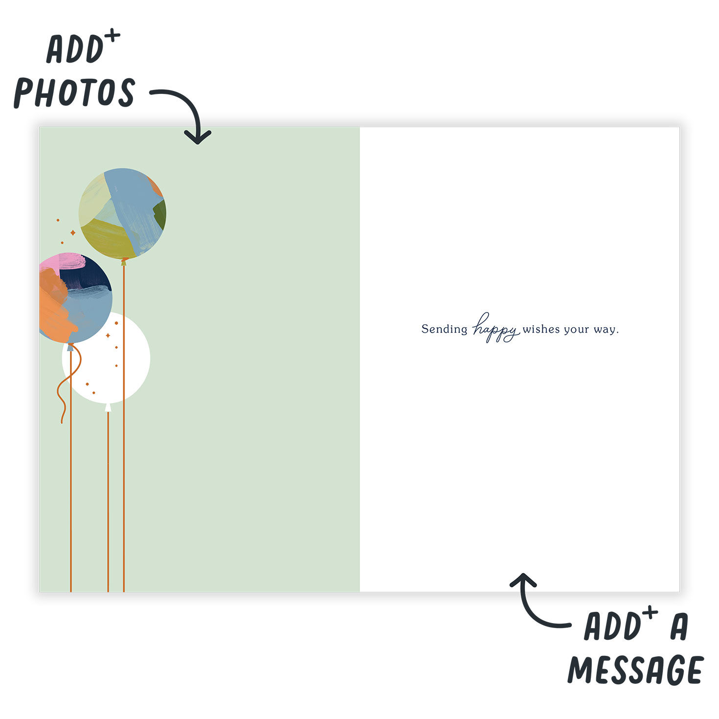 Abstract Pattern Balloons Personalized Birthday Card Open Card indicating personalization image number 3
