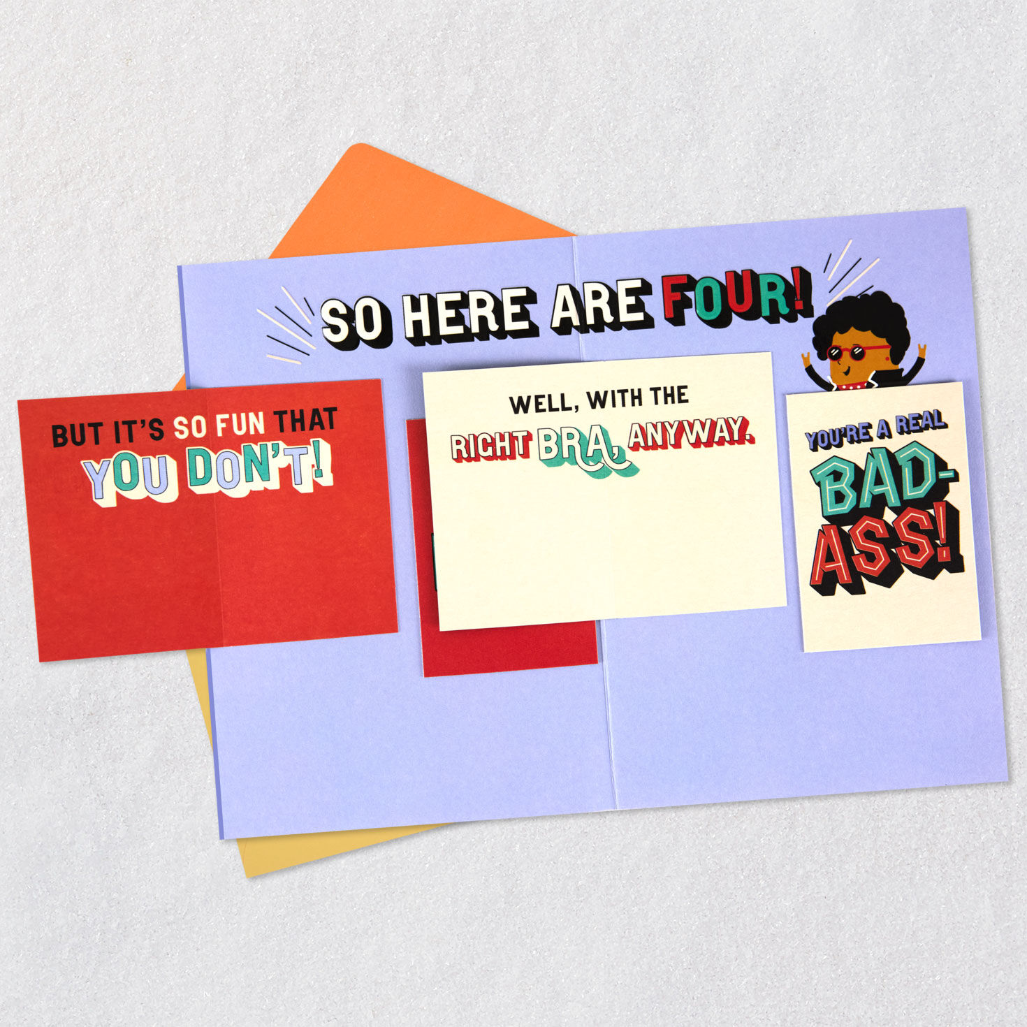 Cartoon Lady Birthday Card With Mini-Cards for Her Open card with envelope image number 5