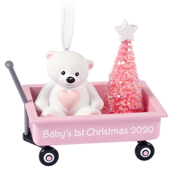 Baby Girl's First Christmas Pink Wagon 2020 Ornament, , large image number 7