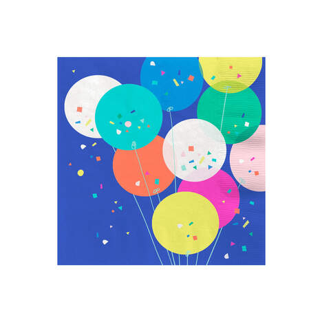 Balloons and Confetti Dinner Napkins, Set of 16, , large
