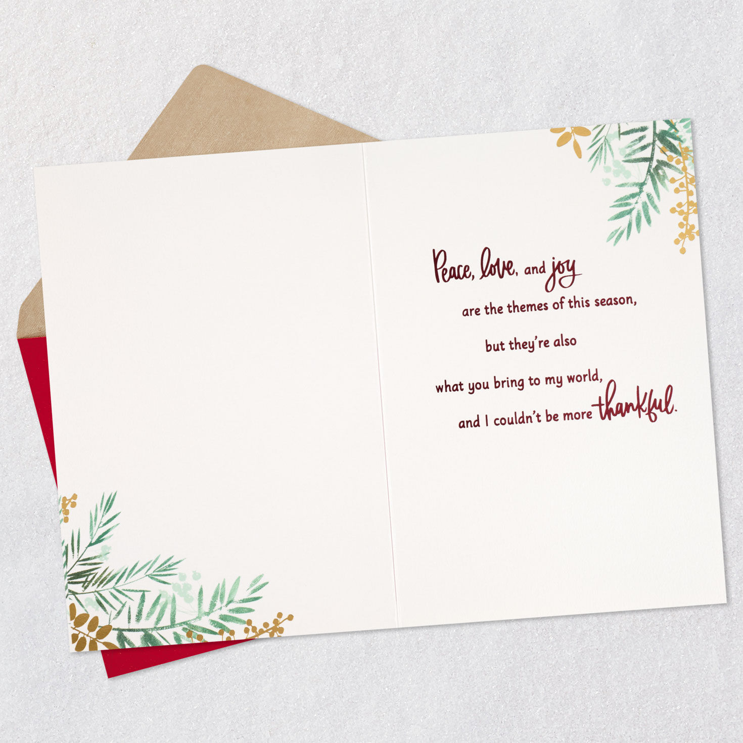 Modern Greenery Christmas Card Open card with envelope image number 3